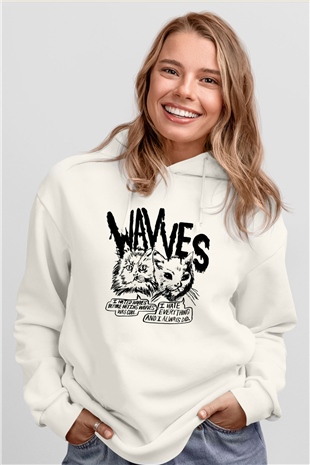 Wavves Beyaz Unisex Hoodie