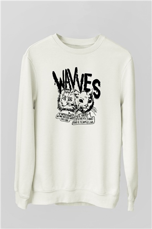 Wavves Beyaz Unisex Sweatshirt