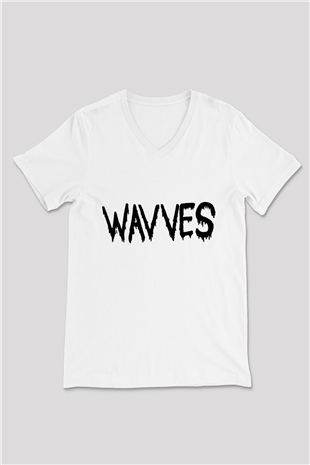 Wavves Beyaz Unisex V Yaka Tişört T-Shirt