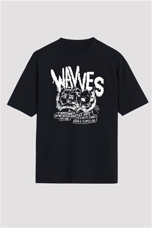 Wavves Siyah Unisex Oversize Tişört T-Shirt