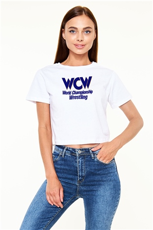 WCW Beyaz   Crop Top Tişört
