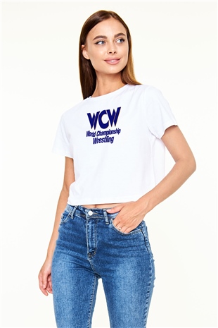 WCW Beyaz   Crop Top Tişört