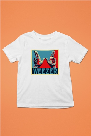 Weezer Baskılı Beyaz Unisex Çocuk Tişört