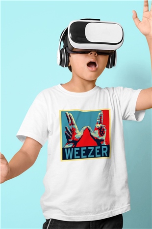 Weezer Baskılı Beyaz Unisex Çocuk Tişört