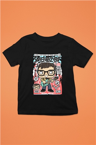 Weezer Baskılı Unisex Siyah Çocuk Tişört