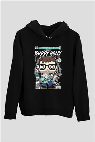 Weezer Baskılı Unisex Siyah Hoodie