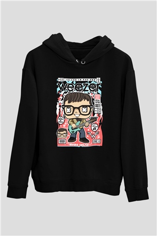 Weezer Baskılı Unisex Siyah Hoodie