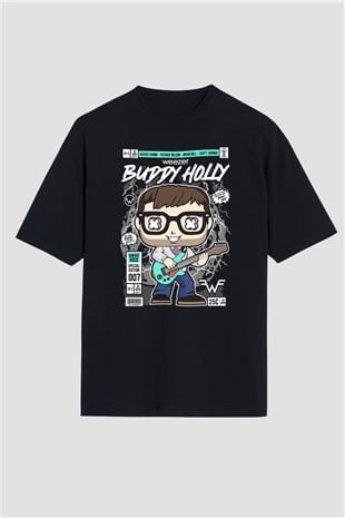 Weezer Baskılı Unisex Siyah Oversize Tişört
