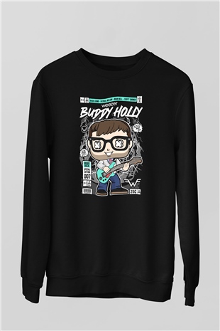 Weezer Baskılı Unisex Siyah Sweatshirt