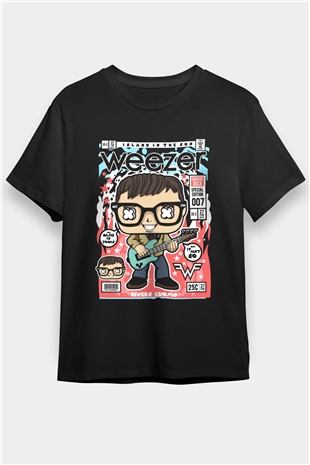 Weezer Baskılı Unisex Siyah Tişört