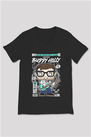 Weezer Baskılı Unisex Siyah V Yaka Tişört