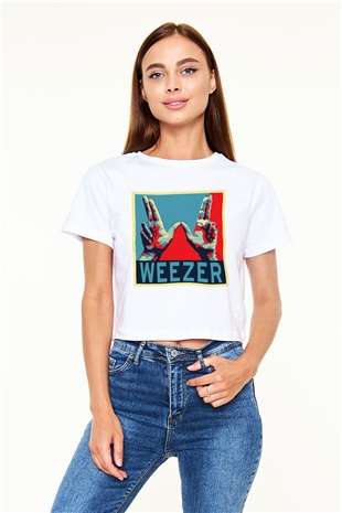 Weezer Beyaz Croptop Tişört