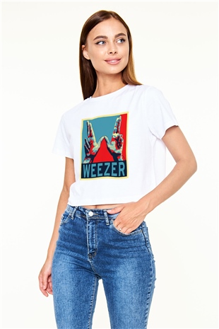 Weezer Beyaz Croptop Tişört