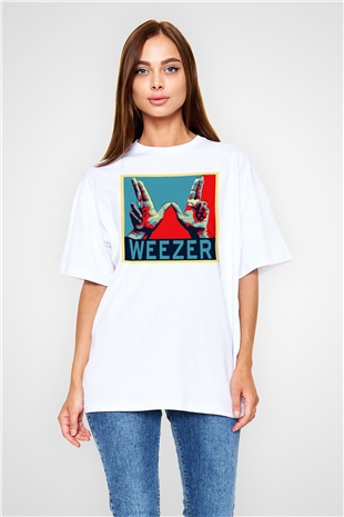 Weezer Beyaz Unisex Oversize Tişört T-Shirt