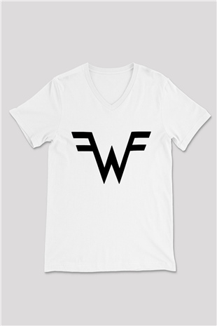 Weezer Beyaz Unisex V Yaka Tişört T-Shirt