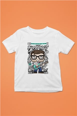 Weezer Buddy Holly Baskılı Unisex Beyaz Çocuk Tişört