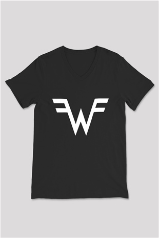 Weezer Siyah Unisex V Yaka Tişört T-Shirt