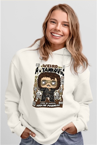 Weird Al Yankovic Baskılı Unisex Beyaz Hoodie