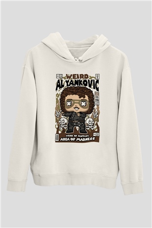 Weird Al Yankovic Baskılı Unisex Beyaz Hoodie