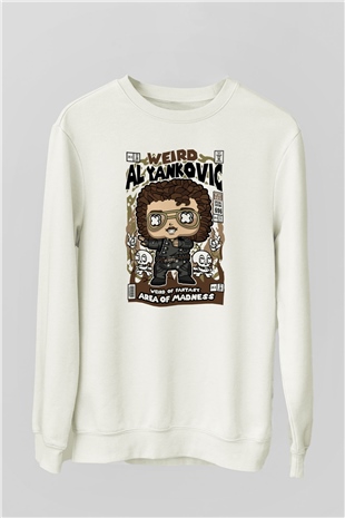 Weird Al Yankovic Baskılı Unisex Beyaz Sweatshirt