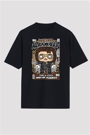 Weird Al Yankovic Baskılı Unisex Siyah Oversize Tişört