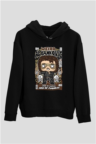 Weird Al Yankovic Baskılı Unisex Siyah Hoodie