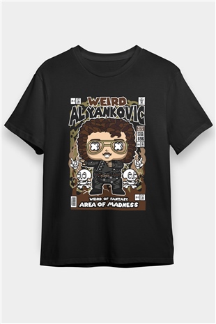 Weird Al Yankovic Baskılı Unisex Siyah Tişört