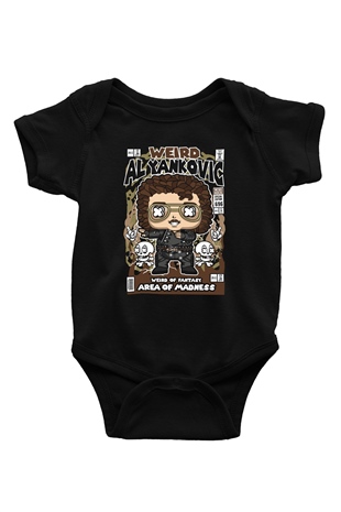 Weird Al Yankovic Baskılı Unisex Siyah Bebek Body - Zıbın