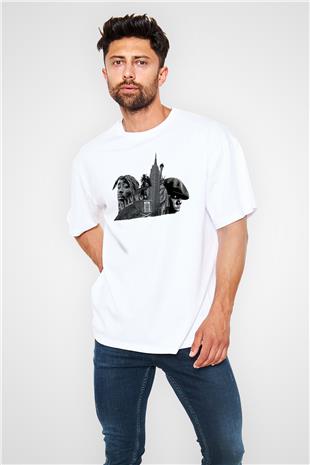 West Side Connection Baskılı Beyaz Unisex Oversize Tişört - Tshirt