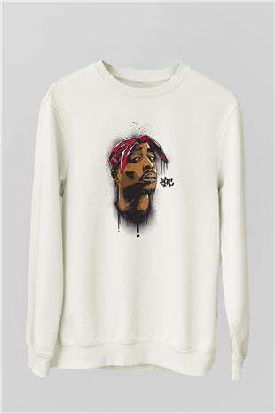 West Side Connection Baskılı Beyaz Unisex Sweatshirt
