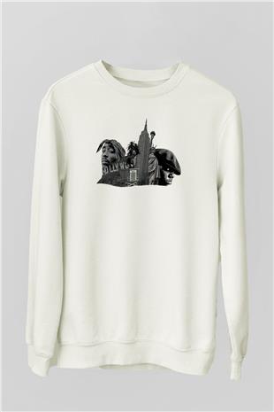 West Side Connection Baskılı Beyaz Unisex Sweatshirt
