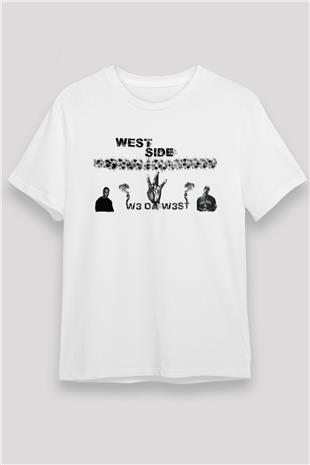 West Side Connection Baskılı Unisex Beyaz Tişört - Tshirt