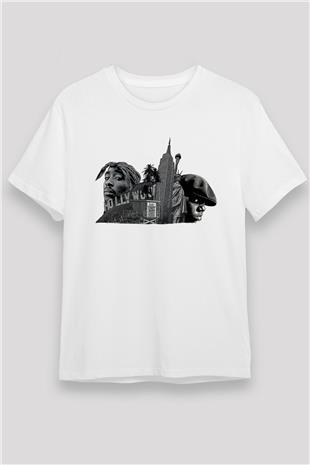West Side Connection Baskılı Unisex Beyaz Tişört - Tshirt