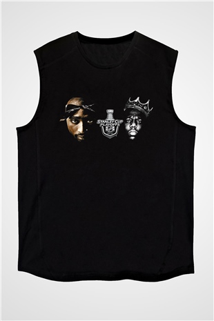 West Side Connection Baskılı Unisex Siyah Kolsuz Tişört - Tshirt