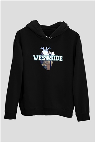 West Side Connection Baskılı Unisex Siyah Hoodie