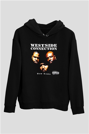 West Side Connection Baskılı Unisex Siyah Hoodie