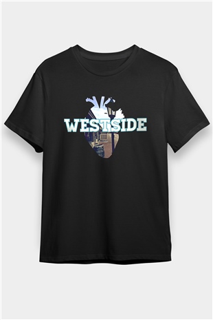 West Side Connection Baskılı Unisex Siyah Tişört - Tshirt