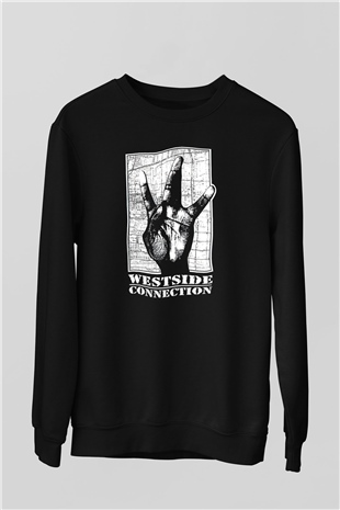 West Side Connection Baskılı Unisex Siyah Sweatshirt
