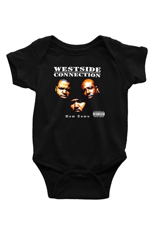 West Side Connection Baskılı Unisex Siyah Bebek Body - Zıbın