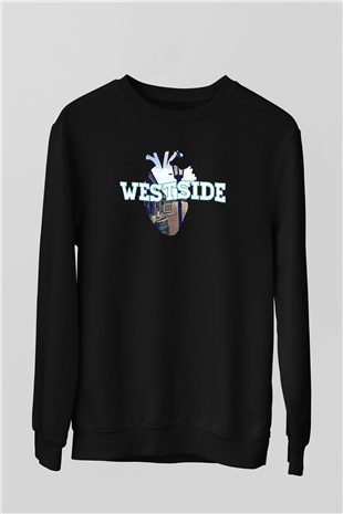 West Side Connection Baskılı Unisex Siyah Sweatshirt