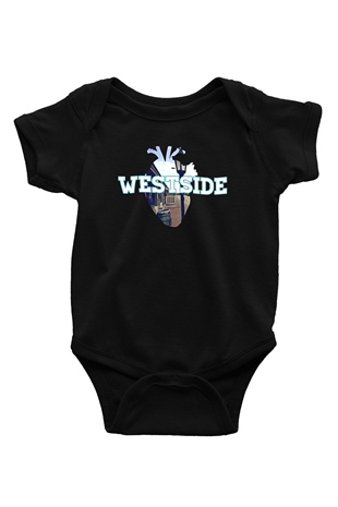 West Side Connection Baskılı Unisex Siyah Bebek Body - Zıbın