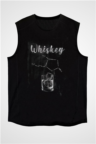 Whiskey Baskılı Unisex Siyah  Kolsuz Tişört