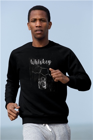 Whiskey Baskılı Unisex Siyah  Sweatshirt