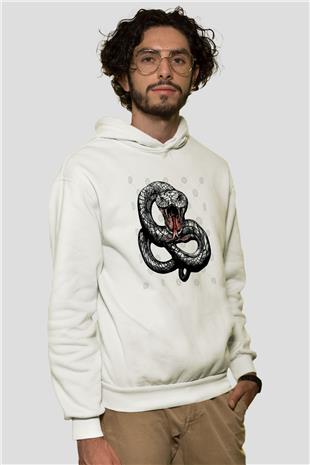 Whitesnake Baskılı Beyaz Unisex Kapüşonlu Sweatshirt