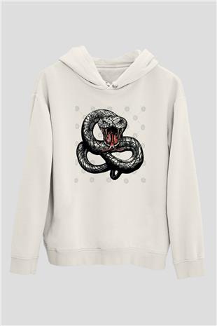 Whitesnake Baskılı Beyaz Unisex Kapüşonlu Sweatshirt