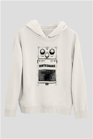 Whitesnake Baskılı Beyaz Unisex Kapüşonlu Sweatshirt