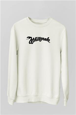 Whitesnake Baskılı Beyaz Unisex Sweatshirt
