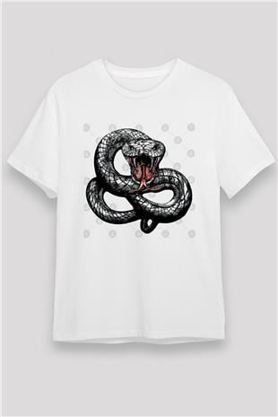 Whitesnake Baskılı Unisex Beyaz Tişört - Tshirt