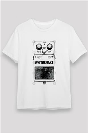 Whitesnake Baskılı Unisex Beyaz Tişört - Tshirt
