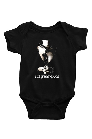 Whitesnake Baskılı Unisex Siyah Bebek Body - Zıbın